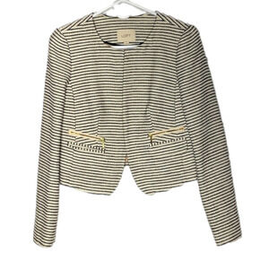 Loft Jacket, Sz 4, Blk & Ivory Woven Fabric